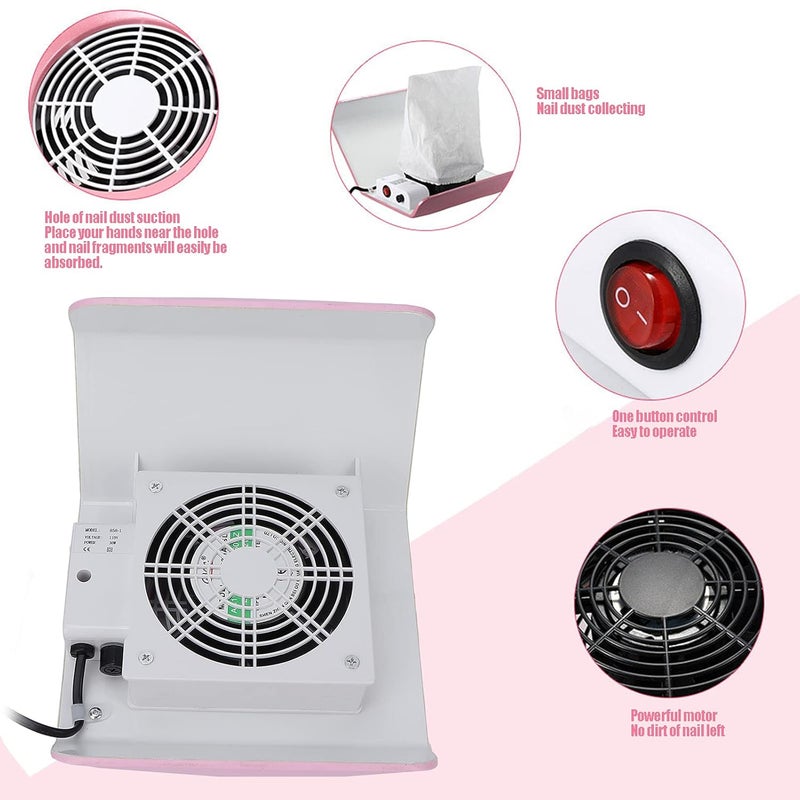 woobles Nail Dust Collector Machine, Upgraded Powerful Nail Dust Vacuum Extractor Suction Fan Manicure Machine for Acrylic Nails Removal (US) - Image 1